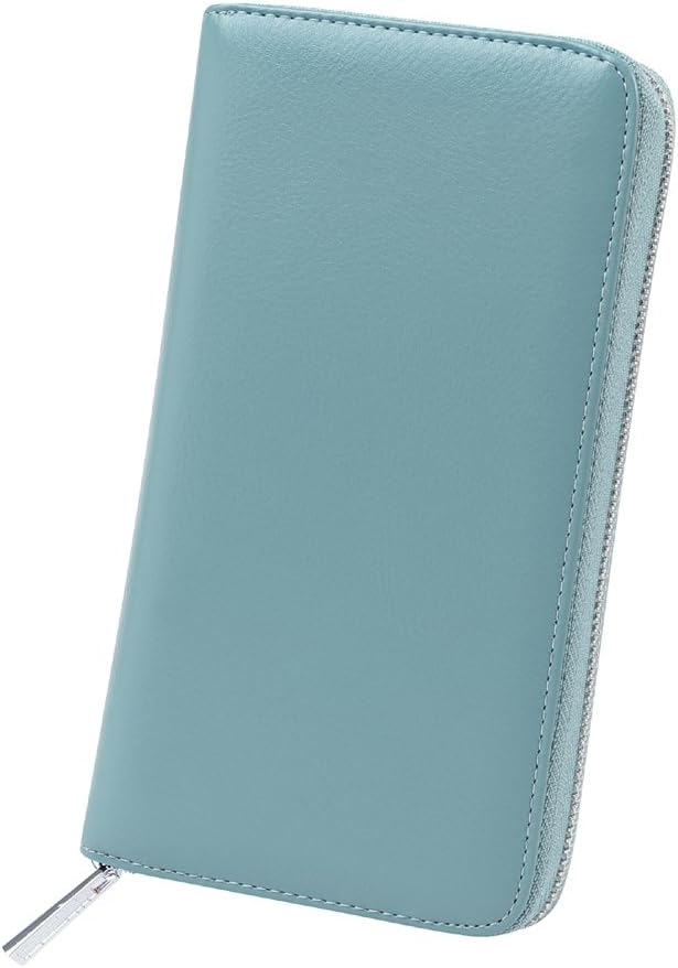 Women 36 Slots RFID Blocking Card Holder Large Long Leather Zipper Organizer Accordion Wallet,Sky Blue
