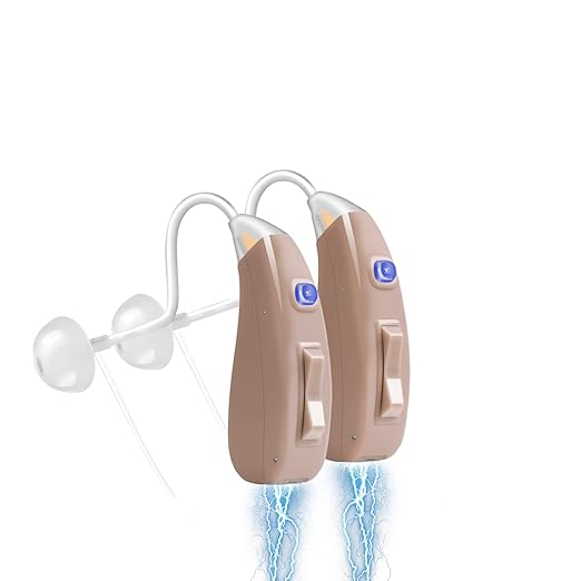 Banglijian Rechargeable Hearing Aids for Seniors, Digital Noise Cancelling BTE Design, Small and Lightweight, for Mild to Moderate Loss