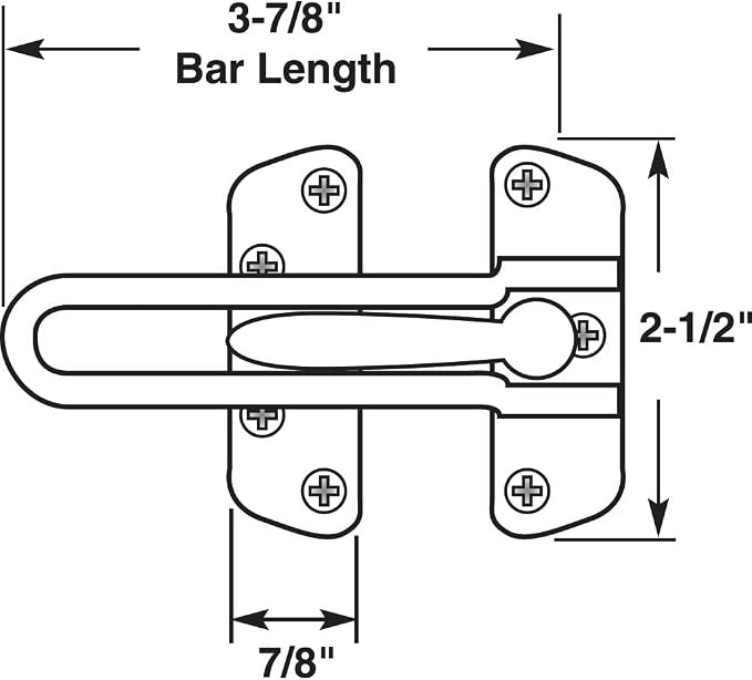 Prime-Line U 9902 Swing Bar Lock for Hinged Swing-In Doors – Secondary Security Lock for Door and Home Security, 3-7/8 in. Bar Length, Diecast Zinc Construction, White Finish (Single Pack)