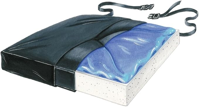 Skil-Care Gel-Foam X-Cushion with Low-Shear I Cover, 18" W x 16" D x 2.5" H, Pressure-Relieving Wheelchair Seat Cushion, Black, 751027