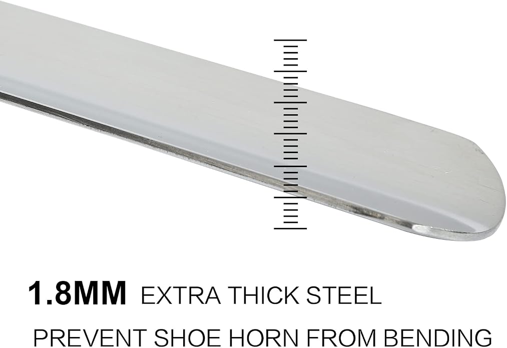 31.5" Extra Long Handled Shoe Horn,Metal Shoehorn for Men and Women,Heavy Duty Extended Stainless Steel Shoe Horn with Leather Grip for Seniors Pregnant Back Pain