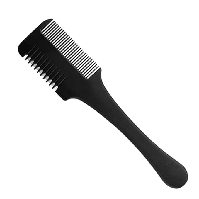 Medsuo Double Sided Hair Thinner Trimmer Razor Comb Cutting Scissors Tool for Home Salon Haircut Styling (Black)