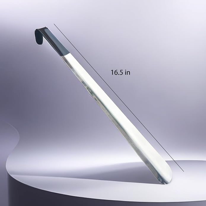 Extral Long handled Shoehorn, 16.5" Stainless Steel Long Shoe Horns for Seniors, Kids, Women, Men, Boots and All Shoes, Set of 2