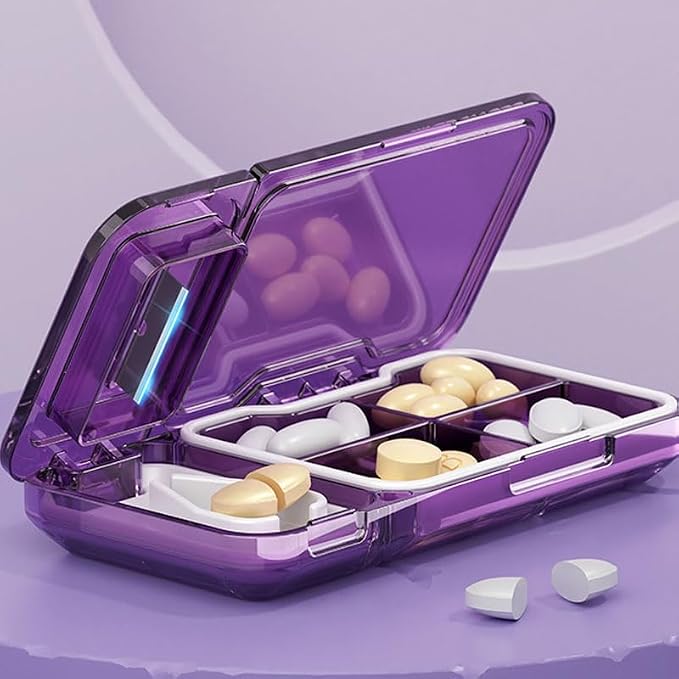 Pill Cutter for Cutting Multiple, 1/2 Pill Splitter for Large, Small and Tiny with Store, Portable Pills Cutter,Storage Organizer, Accurate Centering Alignment Devic (Purple)