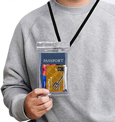 5Pack Extra Large ID Badge Holder for Passport with Lanyards,4x6 Inch Fill for Passports,Cash, Credit Card,etc.by CypesCrafts(5Pack Black Lanyards)