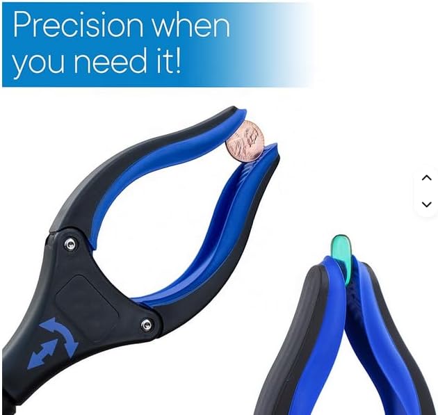 HabNabber Blue Reacher Grabber. 2026 Durable PowerGrip. Wide Jaws, 360 swivel head, Foldable, Steel Cable, with 96 Grip Points for Firm Grip, 32" with Magnet.