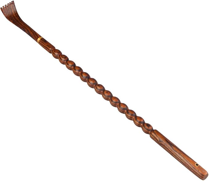 Tomorotec 100% Natural Bocote Wood Back Massager for Itching Relief, Long Sturdy Therapeutic Bamboo Back Scratchers, Body Relaxation Massager