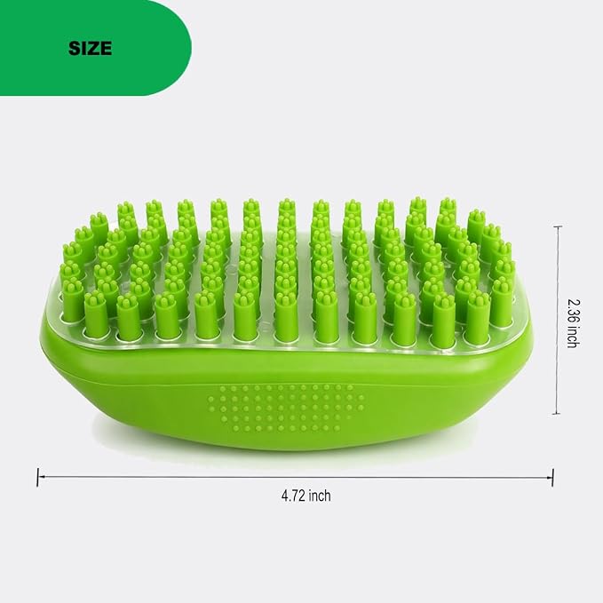Rubber Curry Brush for Short Haired Dogs, Gentle Curry Comb with Removable Screen, Use Wet as Bath Scrubber or Dry for Grooming Loose Hair