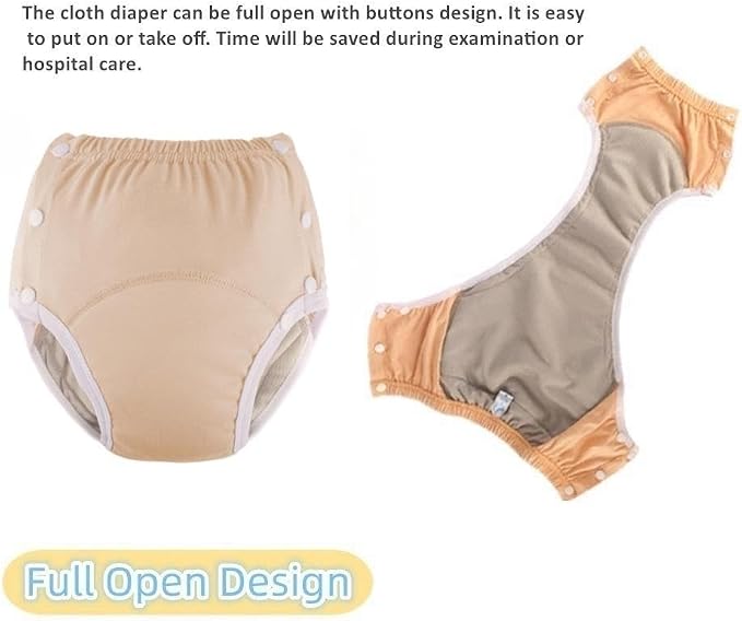 WEEOATAR Unisex Reusable Adult Cloth Diaper,Washable Swim Nappies,Adjustable Incontinence Cloth Diaper with Snaps,Underwear for Seniors,Disability,Postpartum Waist:26.0-39.4in(Grey,L)