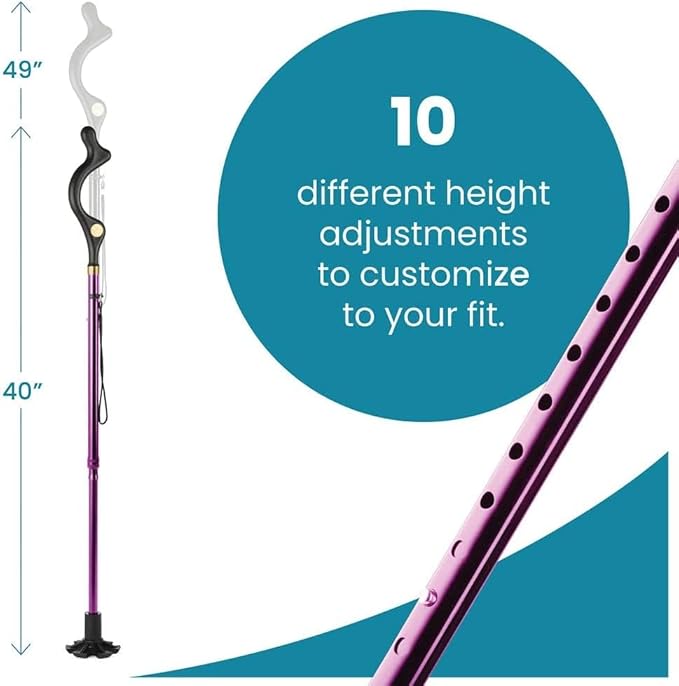 Walking Cane for Men and Women - Special Balancing Stick With 10 Adjustable Heights - Self Standing, Folding, Portable, Collapsible, and Comfortable