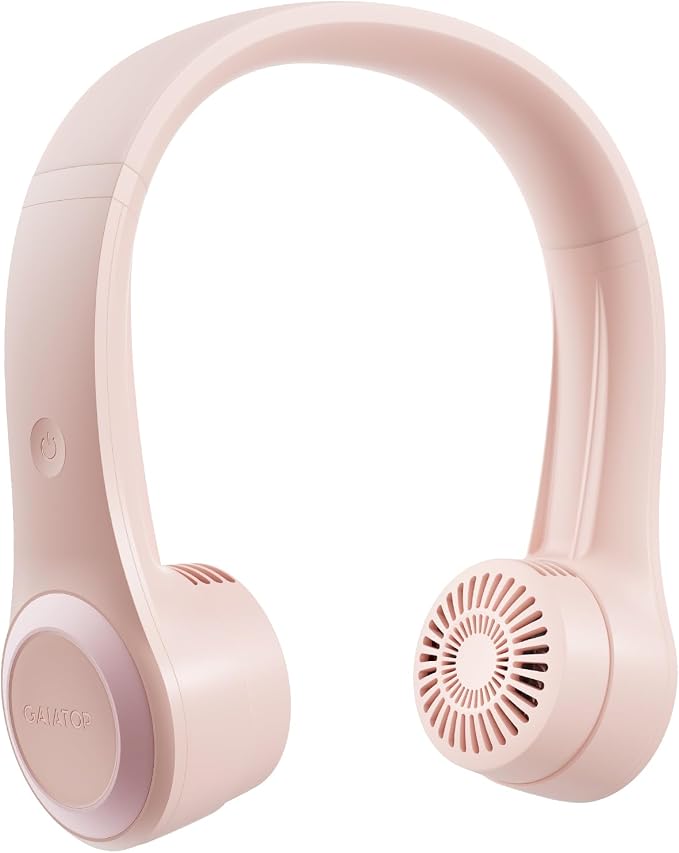 Gaiatop Portable Neck Fan, 4000mAh Rechargeable Hands Free Bladeless Mini Fans, 3 Speeds Air Outlet Can Rotate 70°, Free Adjustment Personal Wearable Cooling Fan Suitable for Travel Office Pink