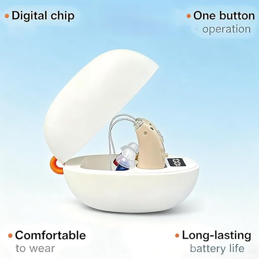 Hearing Aids Rechargeable for Seniors, Lightweight Hearing Amplifiers for Adults Hearing Loss with Noise Cancelling,Portable Behind-the-Ear Hearing Aid Headphones Charging Case Stepless Volume Control
