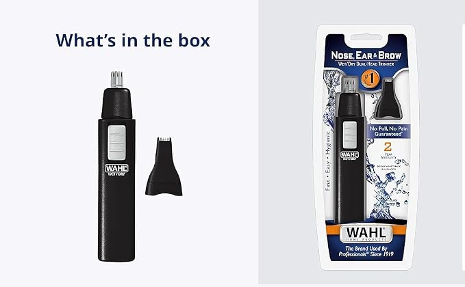 Wahl 5567-500 Ear, Nose and Brow Wet/Dry Battery Trimmer, Black