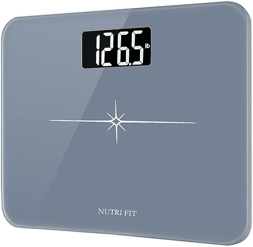 Ultra-Wide NUTRI FIT Bathroom Scale Digital High Accuracy Body Weight Scanner with Easy-to-Read Backlit LCD, 400 Pounds Ultimate Grey