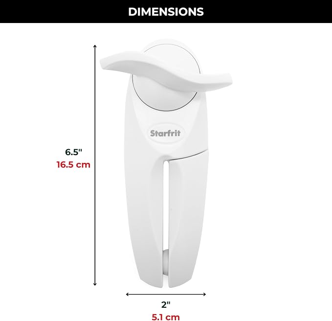 Starfrit Little Beaver Can Opener, Safe, Comfort Grip, White | Safe, Holds Lid and Leaves No Sharp Edges on Lid, Comfort Grip, 3-Year Warranty, White