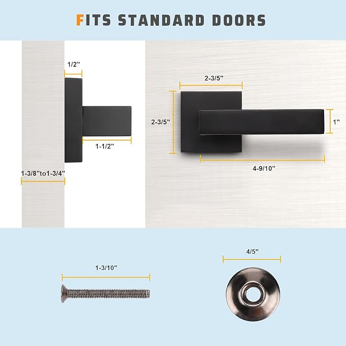 KNOBWELL 3 Pack Single Sided Matte Black Dummy Lever, Dummy Door Handle for Interior Door Use, Right/Left Handing (Only One Side Use)