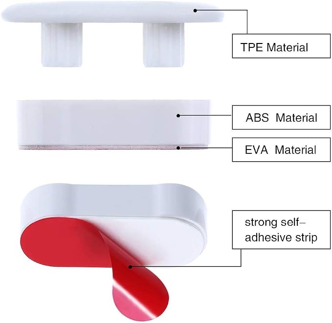 Toilet Seat Bumper for Bidet Attachment with Strong Adhesive White 4PACK