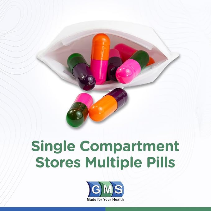 GMS Squeezable Pocket Pill Case - Small, Lightweight Pill Organizer Ideal for Travel - Holds Medicines Securely - Sturdy Design with Easy Fuss-Free Access - 2 Inch Pocket Sized & Discreet - 2 Pack