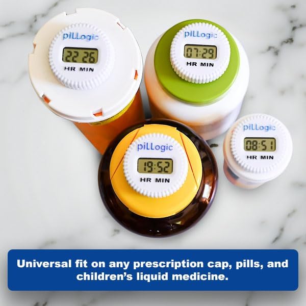 Medication Timer | Pill Reminder Cap Attachment for Prescription Bottles | Automatic Medicine Tracker for Adults, Seniors, Children | No Alarm, Pharmacist Created