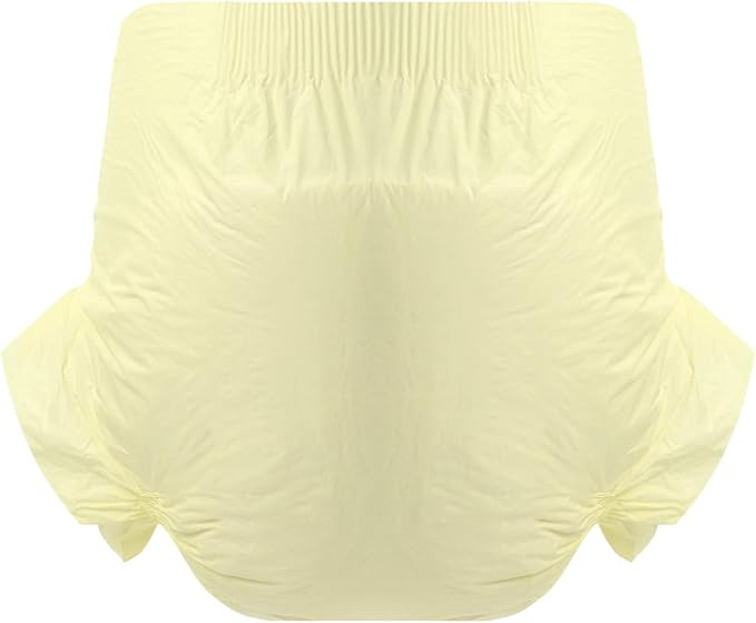 CutiePlusU Disposable Diaper Protective Underwear Absorbent Briefs Dry Surface - Yellow 10 Pieces (Large 37"-47")