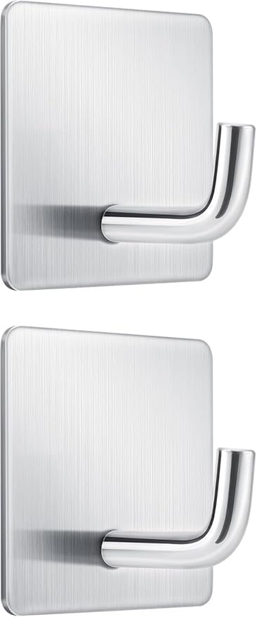Mondoshop Adhesive Wall Hooks for Home and Kitchen Waterproof Stainless Steel Hooks for Home Office and Outdoor Hanging, Max Load Capacity 6.6 lbs