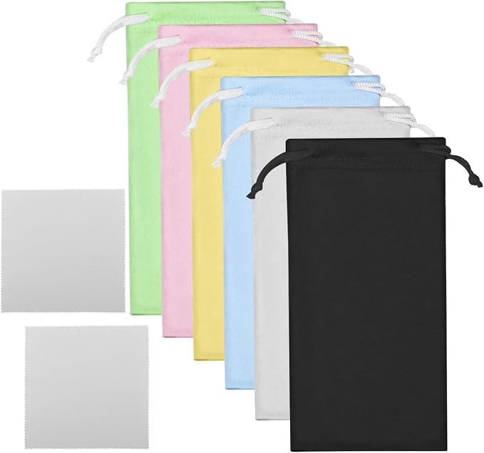 6pcs Sunglasses Eyeglasses Microfiber Soft Pouch Bag Storage Bag with 2pcs Glasses Cloth