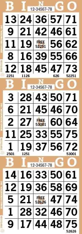 Bingo Paper Sheets – 3 Faces, 12" x 4" – Pack of 500 Disposable Bingo Cards – Recyclable Dauber Paper for Seniors, Adults & Community Events (Tan)