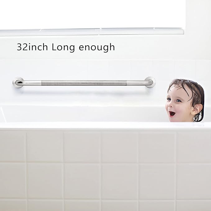 Shower Grab Bar, 2 Pack 32 Inch Bathroom Grab Bar, 1.25" Diameter 304 Stainless Steel Anti-Slip Grab Bars for Bathtubs and Showers, Handicap Shower Grab Bar for Seniors Elderly