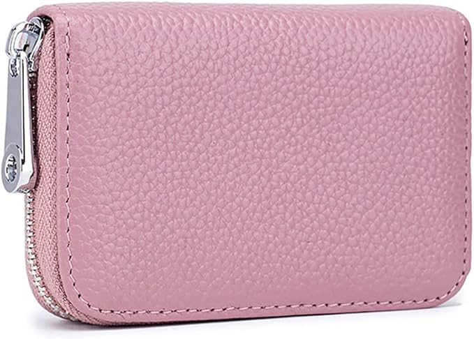 RFID Credit Card Holder Genuine Leather Credit Card Wallet with Zipper | RFID
