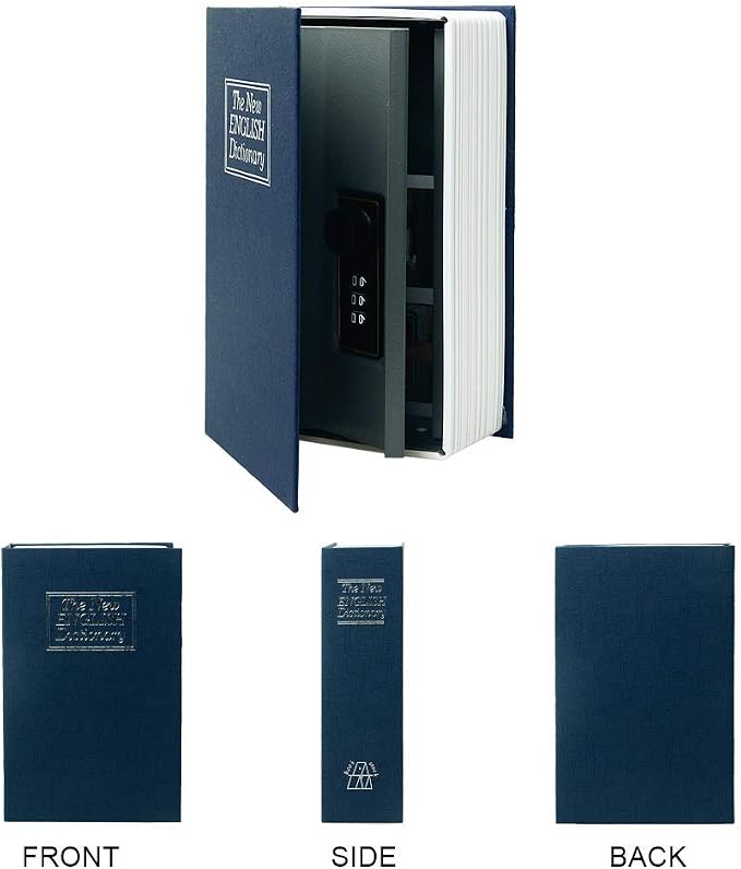 Diversion Book Safe Storage Box, Dictionary Secret Safe with Security Combination Lock, Blue Dictionary