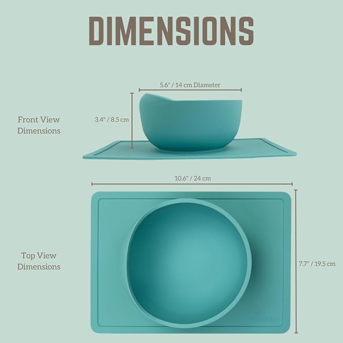 Modaliv 34oz Adult Scooper Bowl with Suction Base – Adaptive Silicone Placemat for Stroke Recovery, Elderly, or Disabled – Microwave & Dishwasher Safe – Non-Slip Feeding Aid (Turquoise)