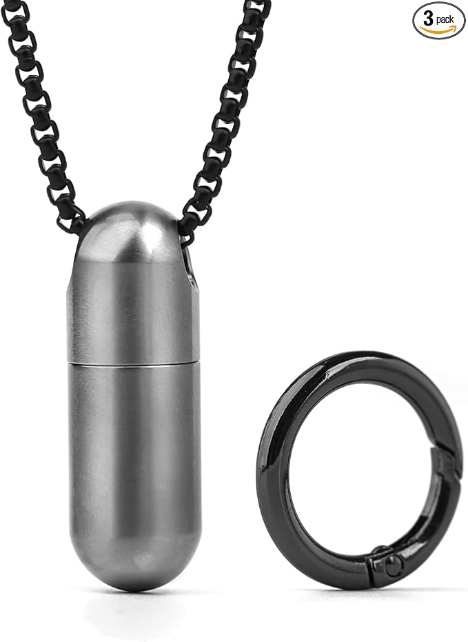 TISUR Small Titanium Keychain Pill Holder, Pocket Pill Case for Travel | Waterproof Pill Fob,Portable Pill Box Container,Purse Pill Organizer Tube