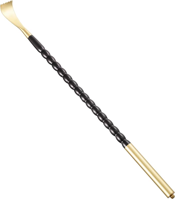 Tomorotec Back Scratcher Massager, Ebony Wood Brass Head Itch Relief 17.5" | African Blackwood, Splinter Proof, Cool Touch, Thoughtful Gift For Men Women, Black