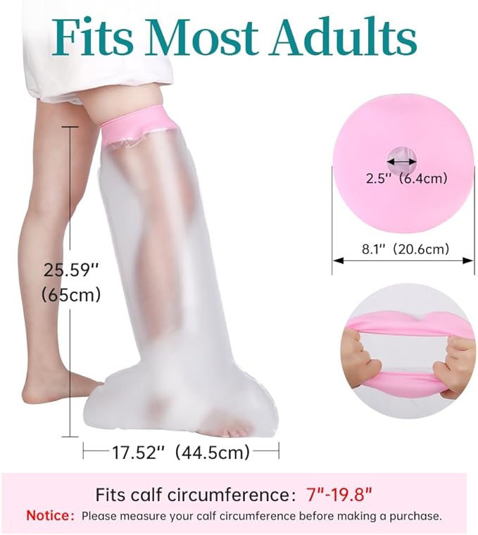 Waterproof Cast Covers for Shower Leg, Knee Surgery Recovery Equipment, Cast Protector for Showering Leg Adult Wounds, Cast Cover Leg Adult After Surgery, Shower Boot Cover Waterproof Foot, Reusable