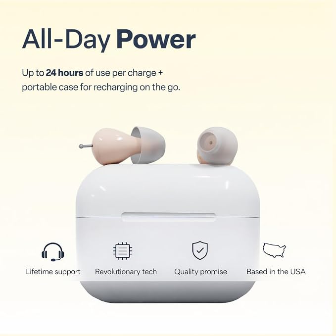 Audien Atom Pro 2 Hearing Aid | Wireless, Rechargeable, OTC for Seniors & Adults, Nearly Invisible, Premium Comfort Design