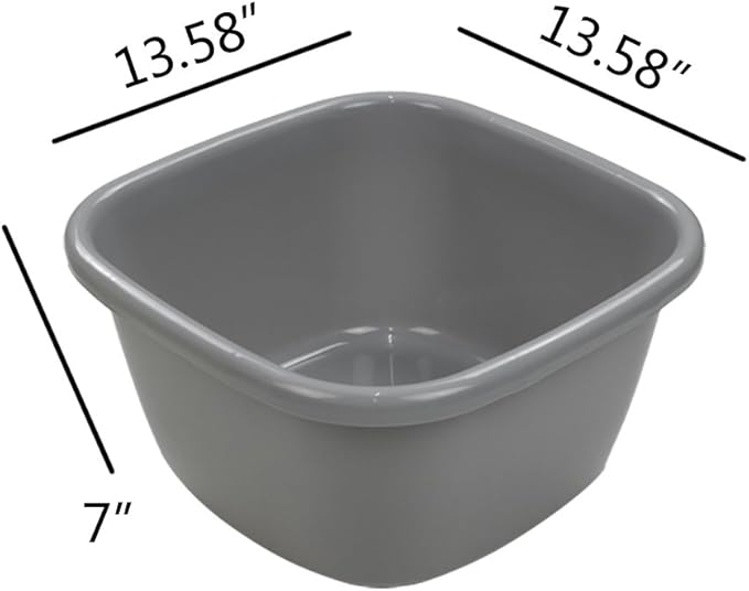 Begale 2-Pack Large Wash Basin/Dish Pan, 18 Quart (Gray)