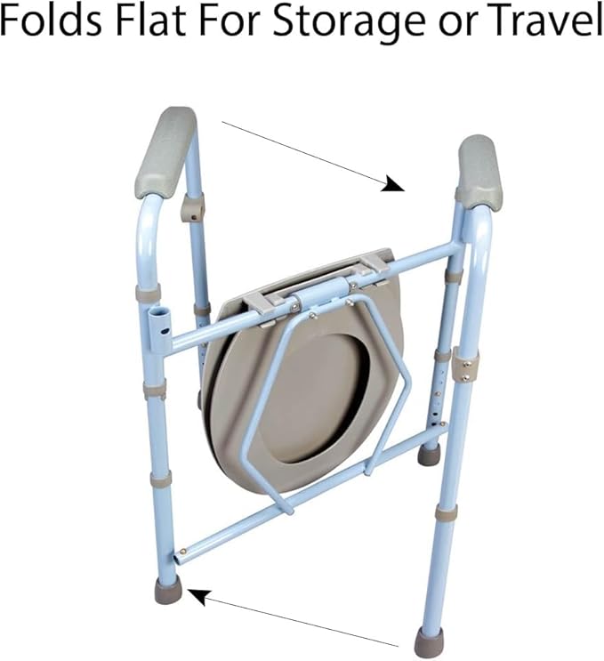 Carex 3-in-1 Folding Bedside Commode with 42 Pack Commode Liners - Porta Potty for Adults - Portable Toilet Supports Up to 300lbs, Bedside Commodes for Seniors and Commode Chair