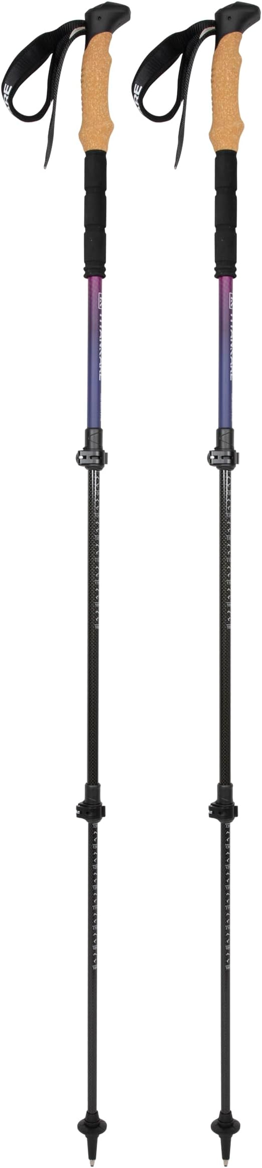 Collapsible Lightweight Trekking Poles – Walking Sticks for Seniors, Cork Grips Adjustable Carbon Fibre Nordic Poles for Men, Women, Hiking Ultralight for Backpacking or Camping –Carbon Pro