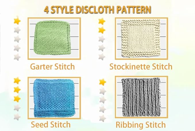 Kaaper Beginner Knitting Kit for Adults - Create 4 Dishcloths & 4 Coasters, All-in-One Knitting for Beginners Kit with Cotton Yarn, Bamboo Needles & 8 Patterns, Handmade Gift for DIY Craft Lovers