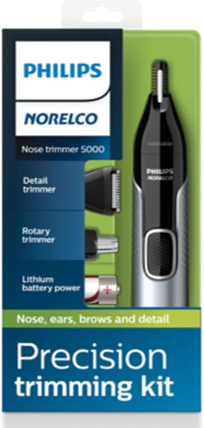 Philips Norelco Nose Trimmer 5000 for Nose, Ears, Eyebrows Trimming Kit, NT5600/42