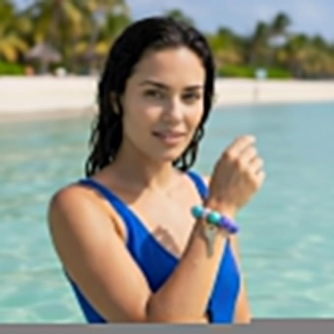 BIHRTC Key Ring Bracelet Car Keychain Holder Wristlet Silicone Women Beaded Bangle Chains
