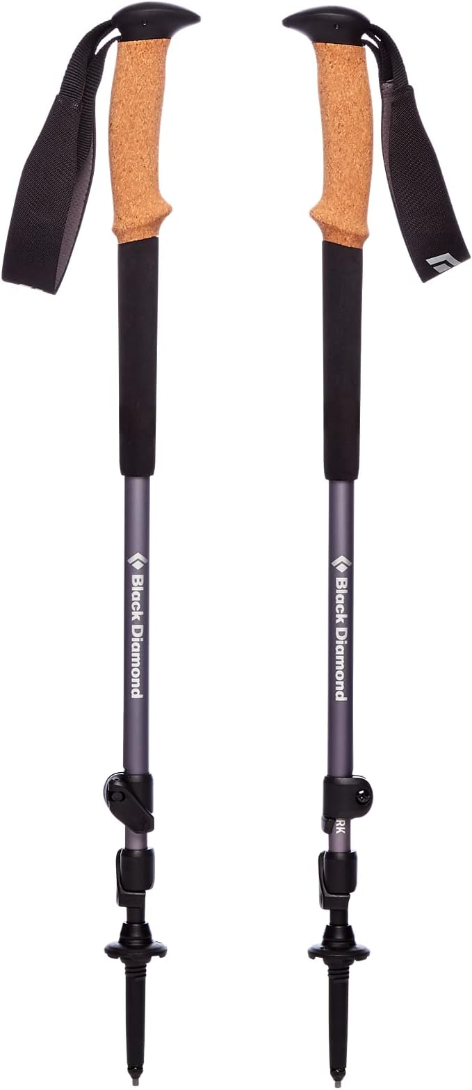 BLACK DIAMOND Trail Trekking Poles (Pair) | Lightweight Aluminum Hiking Poles | Natural, Cork, or Foam Grips | FlickLock Adjustable Shafts for All-Season Stability