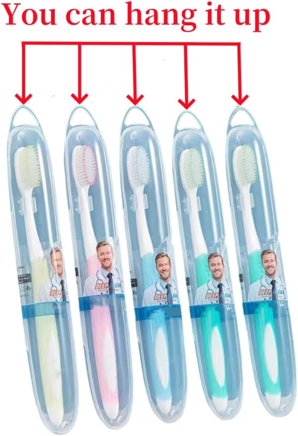 Soft Toothbrushes with Box (Regular Size Head), Periodontist Design Tapered Bristles for Sensitive Teeth & Receding Gums (5 Pack, Colors May Vary)