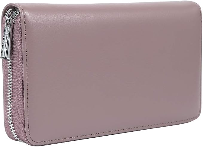 Women 36 Slots RFID Blocking Card Holder Large Long Leather Zipper Organizer Accordion Wallet,Grey Purple