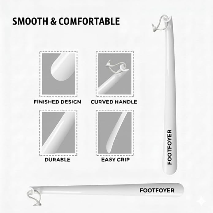 Long shoehorn that is comfortable to wear and has a handle is ideal for both men and women