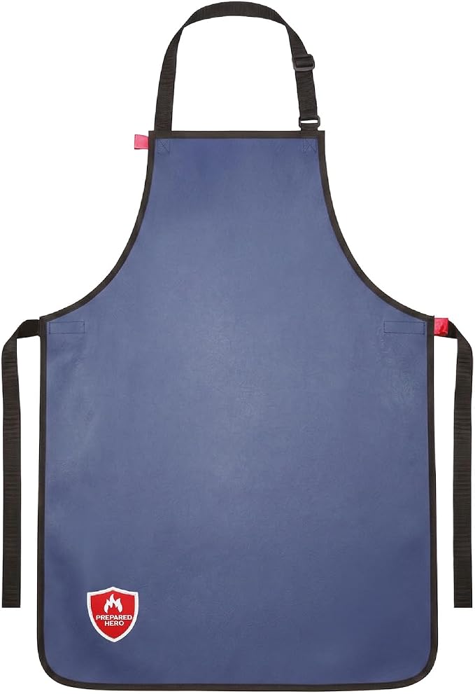 Prepared Hero Fireproof Apron for Grilling & BBQ, Doubles as Fire Blanket, Quick-Release Straps, Fire-Resistant