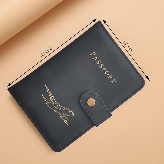 Passport Holder with Multiple Card Slots, RFID-Blocking Passport Cover, Stylish Unisex Design for Men & Women, Ideal Gift for Frequent Flyers, Black