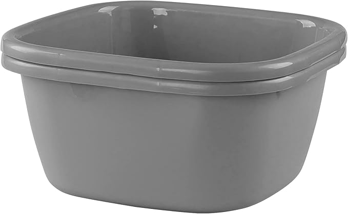 Begale 2-Pack Large Wash Basin/Dish Pan, 18 Quart (Gray)