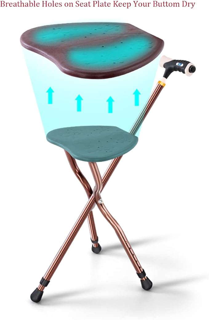 Folding Lightweight Walking Stick Cane with Seat Foldable Golf Chair Cane Stool Portable Seats Hold 350 lbs for Seniors Spectator