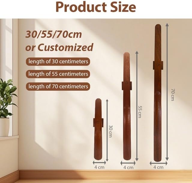 Omana Wooden Shoe Horn Long Handle for Seniors – 2 & 3 Pack (30, 55, 70cm), Magnetic Base, Easy Slip-On Aid